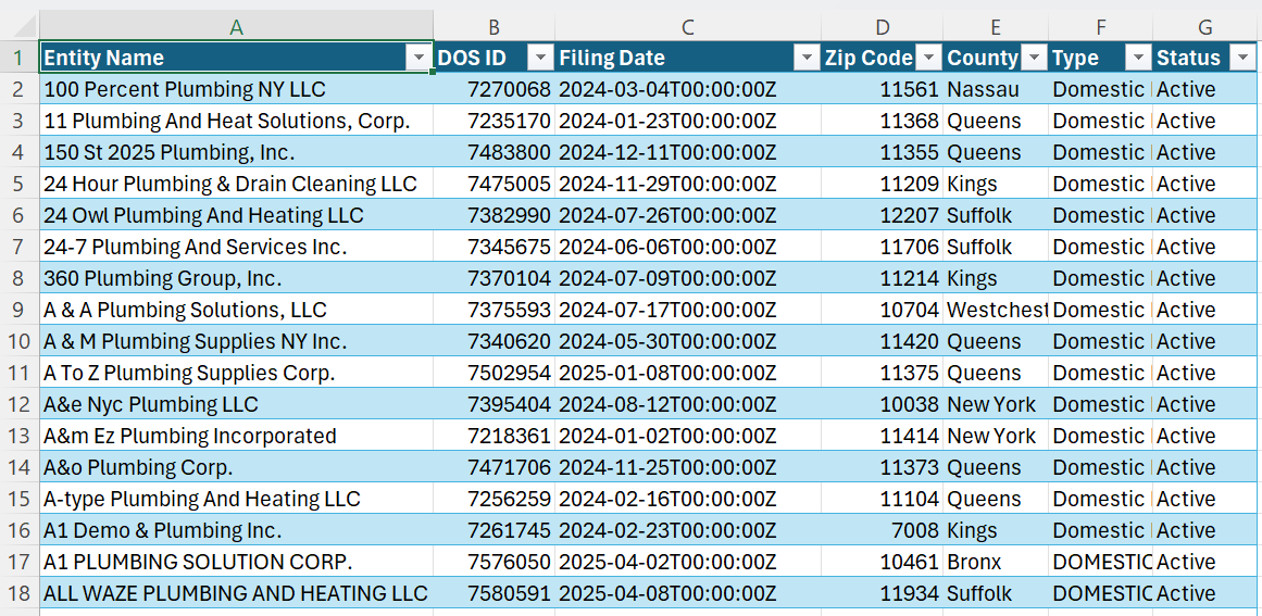 Excel Formatting