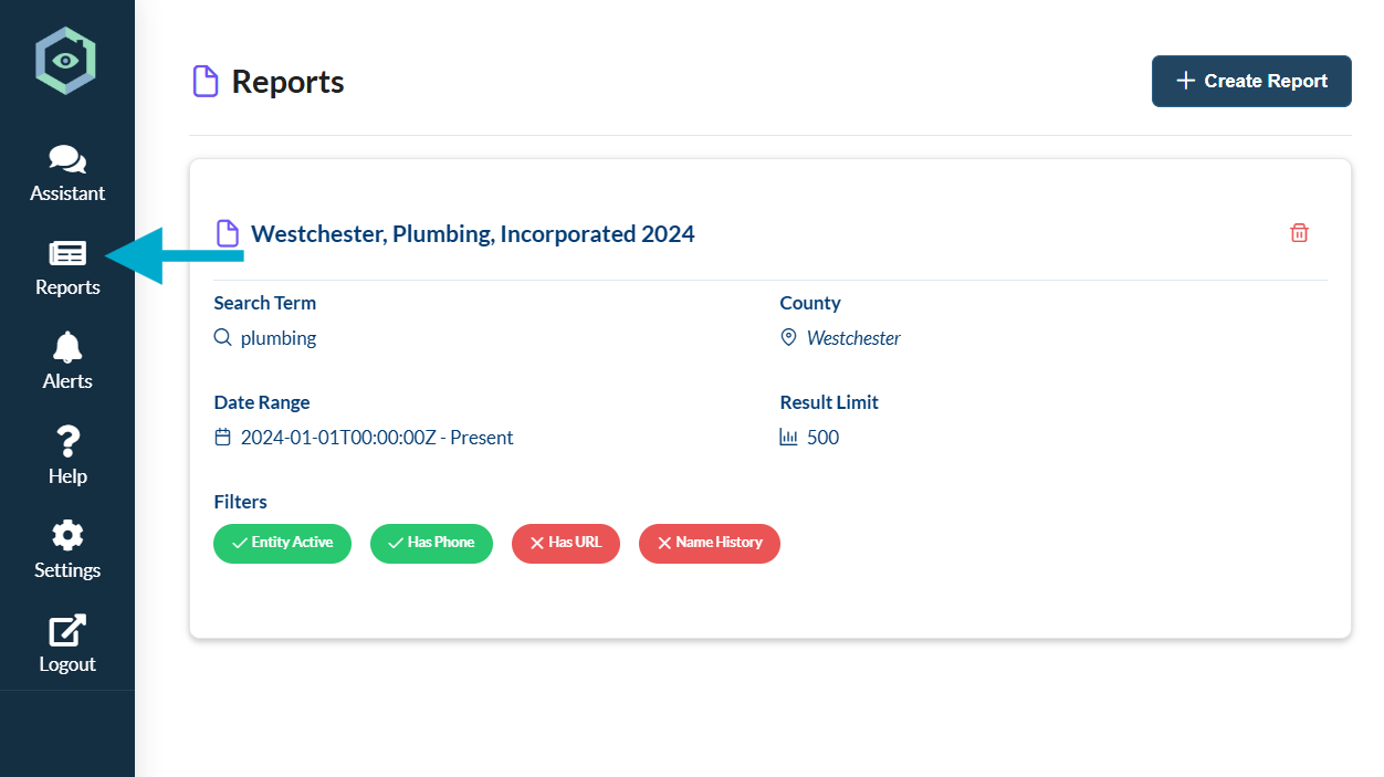 Reports Sidebar